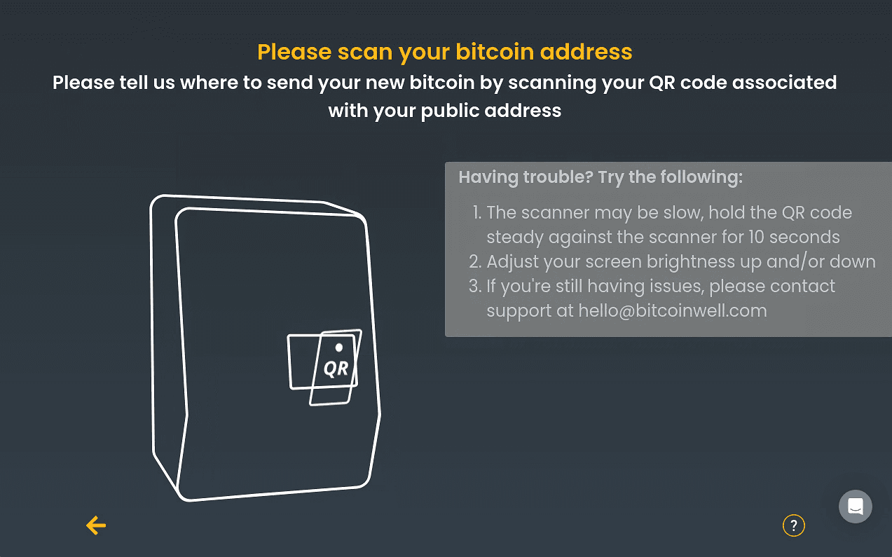 Bitcoin ATM QR code scanner for wallet address