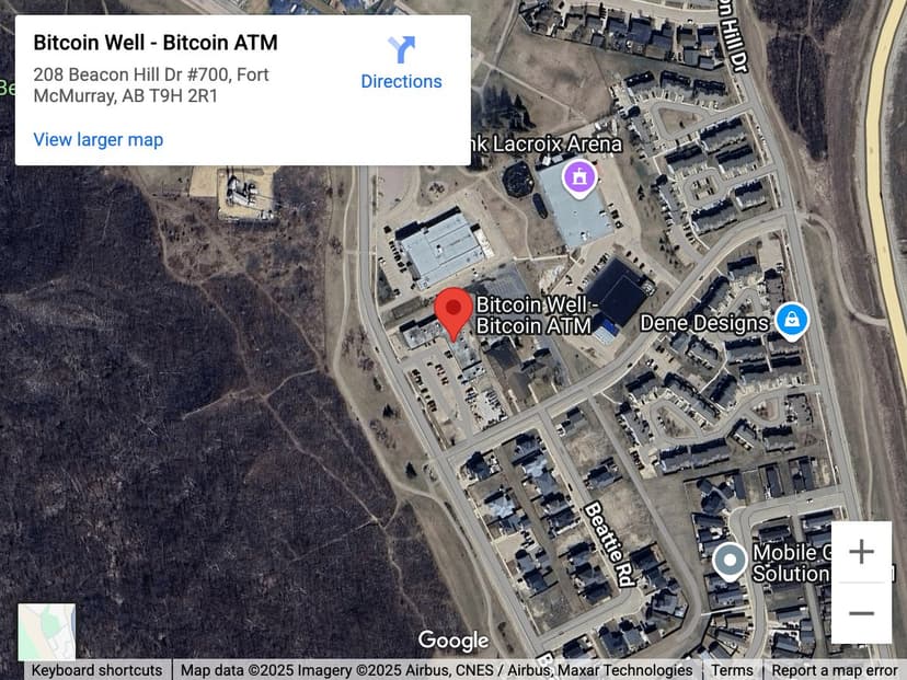 Map for Fort McMurray Bitcoin ATM