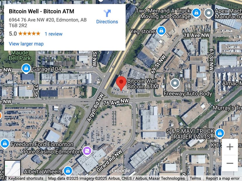 Map for Argyll (76 Ave) Bitcoin ATM