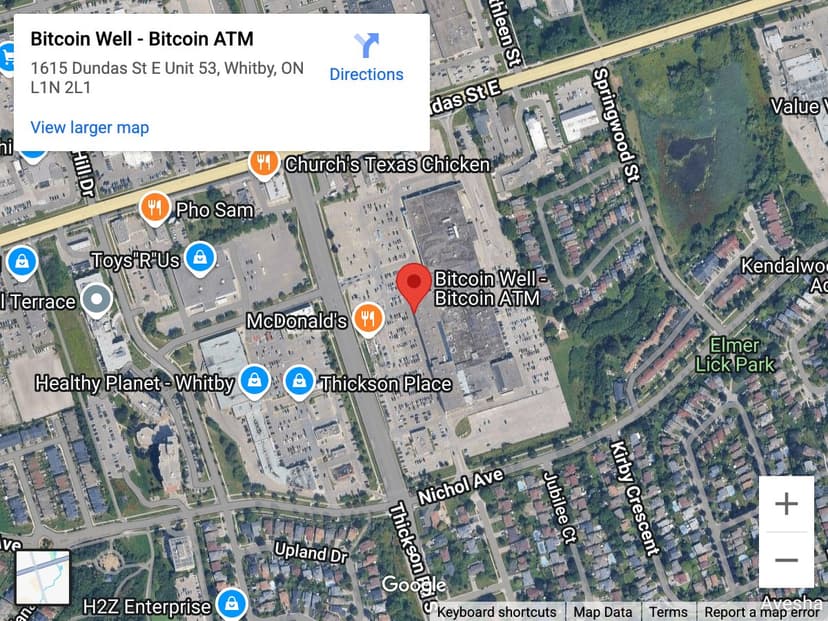 Map for Whitby Mall Bitcoin ATM