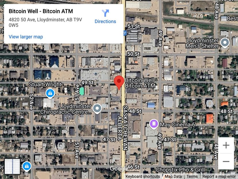 Map for Lloydminster Bitcoin ATM
