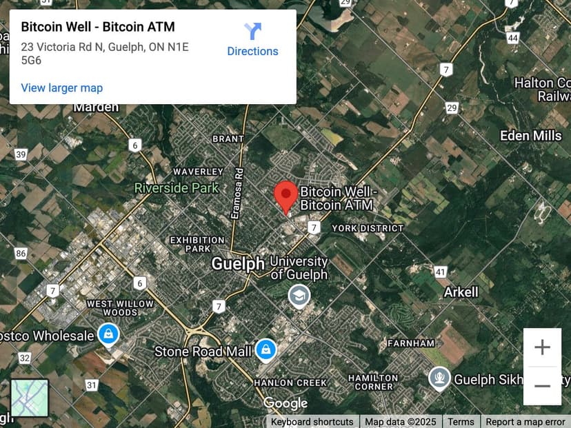 Map for East Guelph Bitcoin ATM