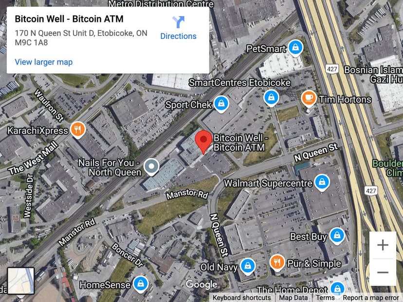 Map for Etobicoke Bitcoin ATM