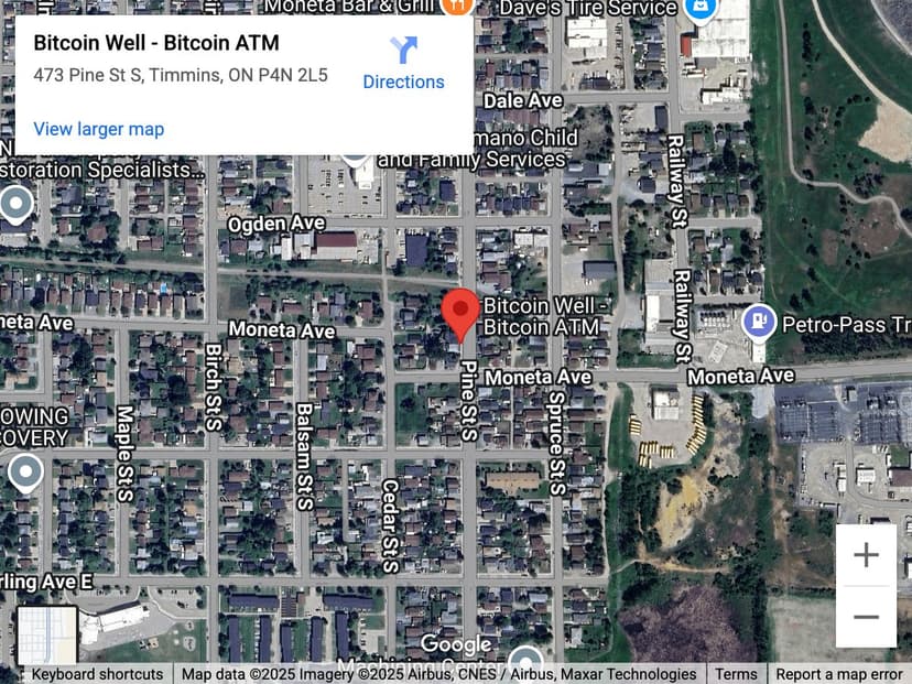 Map for Timmins Bitcoin ATM