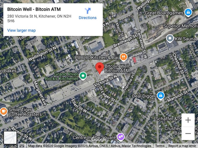 Map for Kitchener Bitcoin ATM