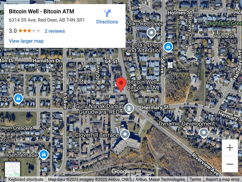 Map for North Red Deer Bitcoin ATM
