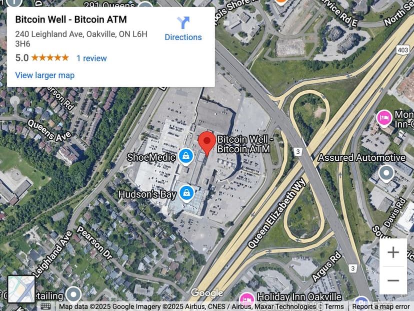Map for Oakville Bitcoin ATM