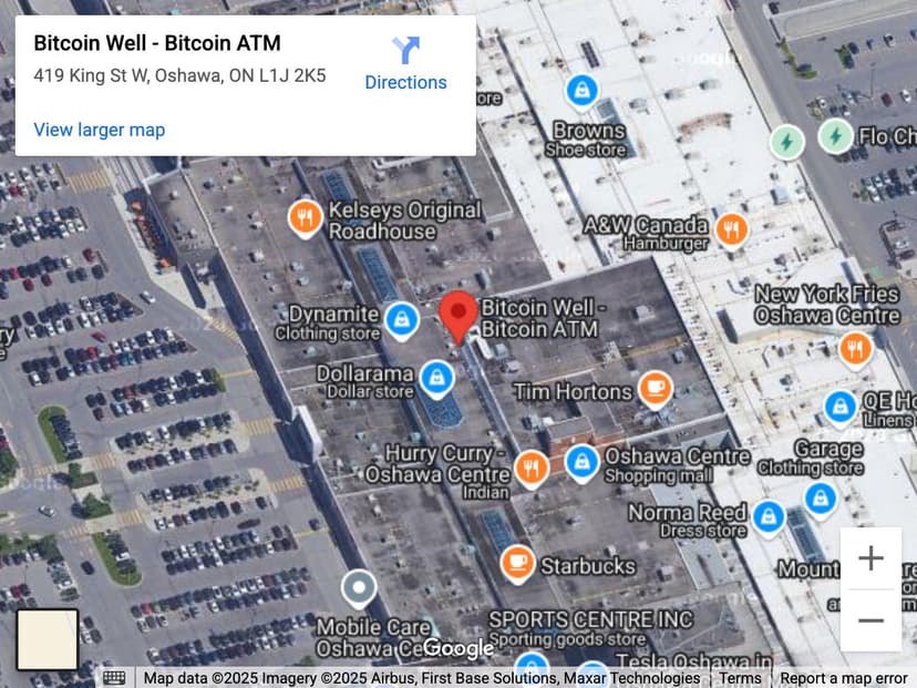 Map for Oshawa Centre Bitcoin ATM