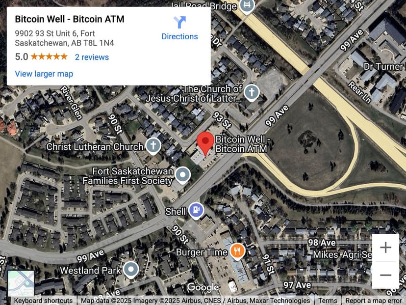 Map for Fort Saskatchewan Bitcoin ATM