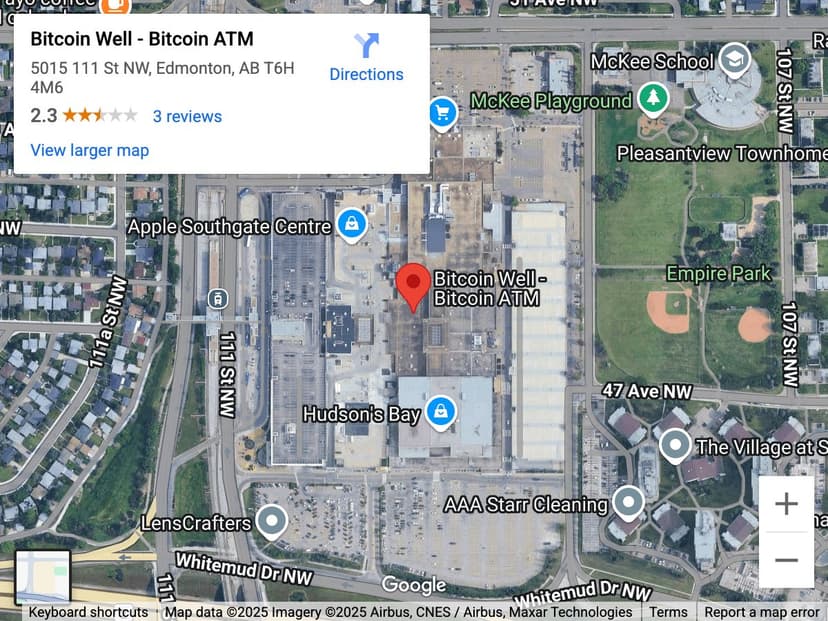 Map for Southgate Centre Bitcoin ATM