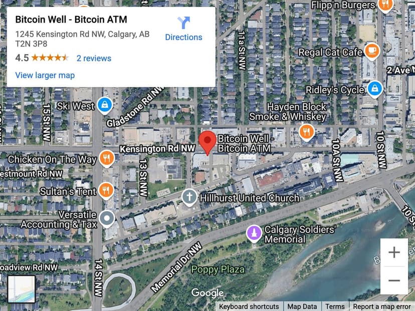 Map for Hillhurst / Kensington Bitcoin ATM