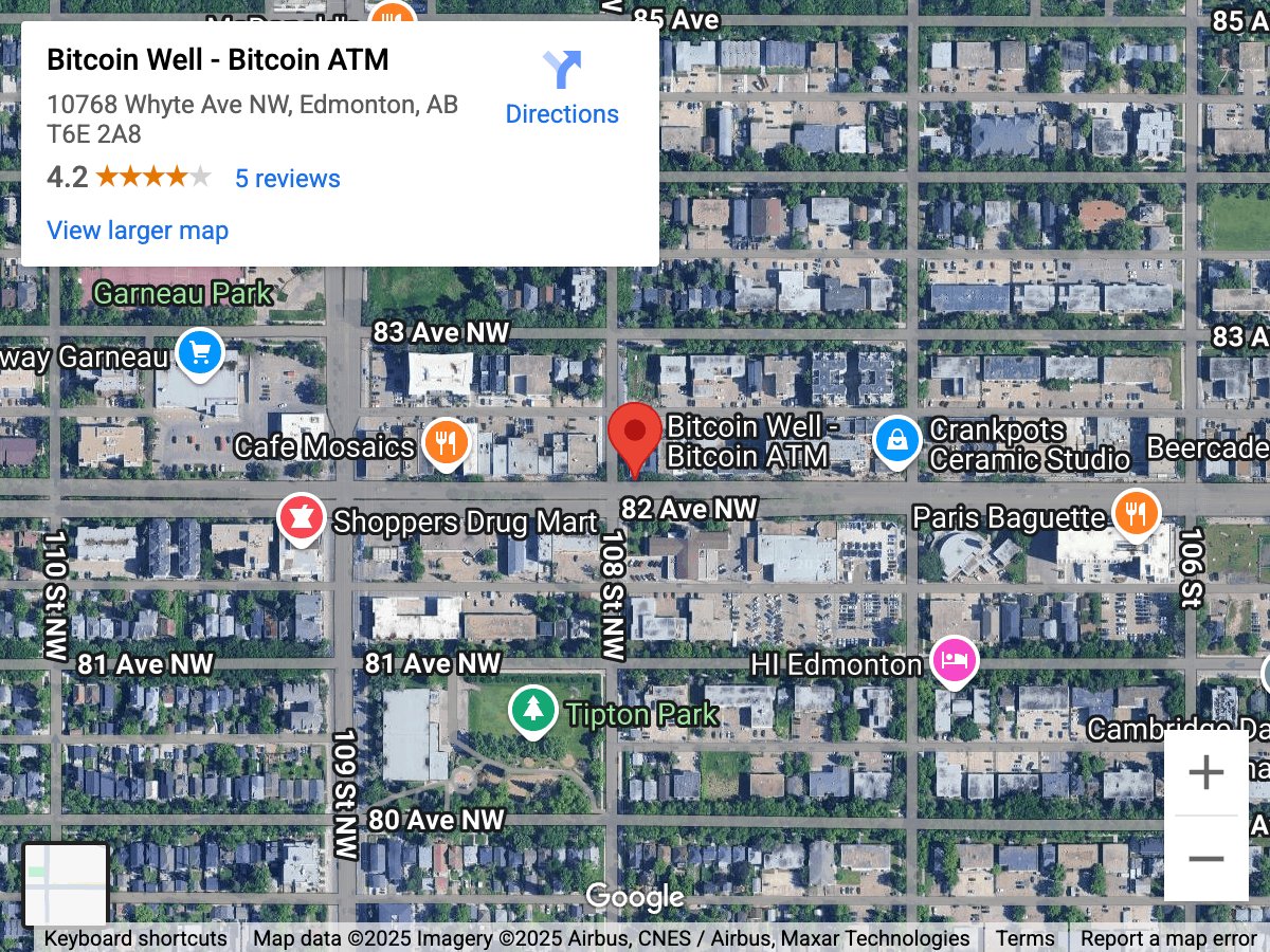 Map for Garneau (Whyte Ave) Bitcoin ATM
