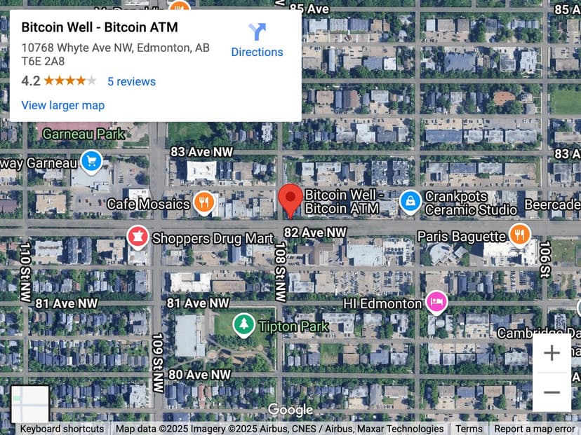 Map for Garneau (Whyte Ave) Bitcoin ATM