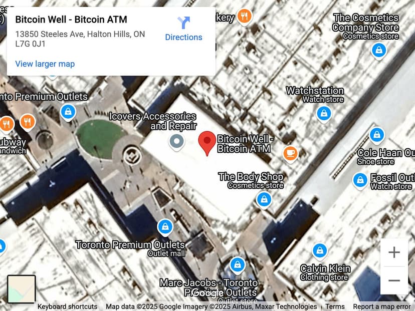 Map for Toronto Premium Outlets Bitcoin ATM
