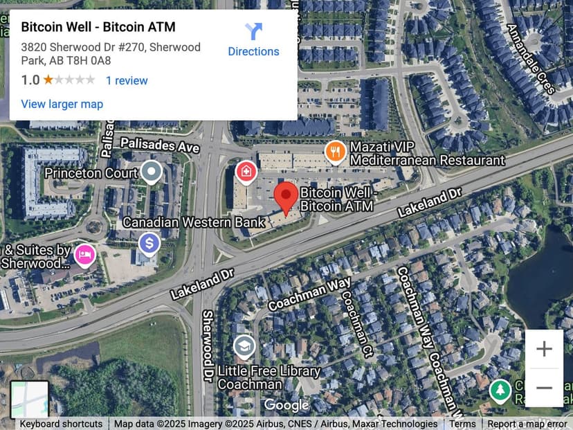 Map for North Sherwood Park Bitcoin ATM