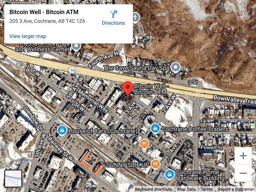Map for Cochrane Bitcoin ATM
