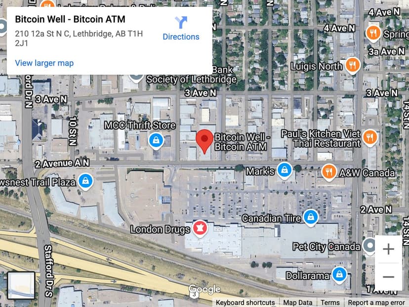 Map for North Lethbridge Bitcoin ATM